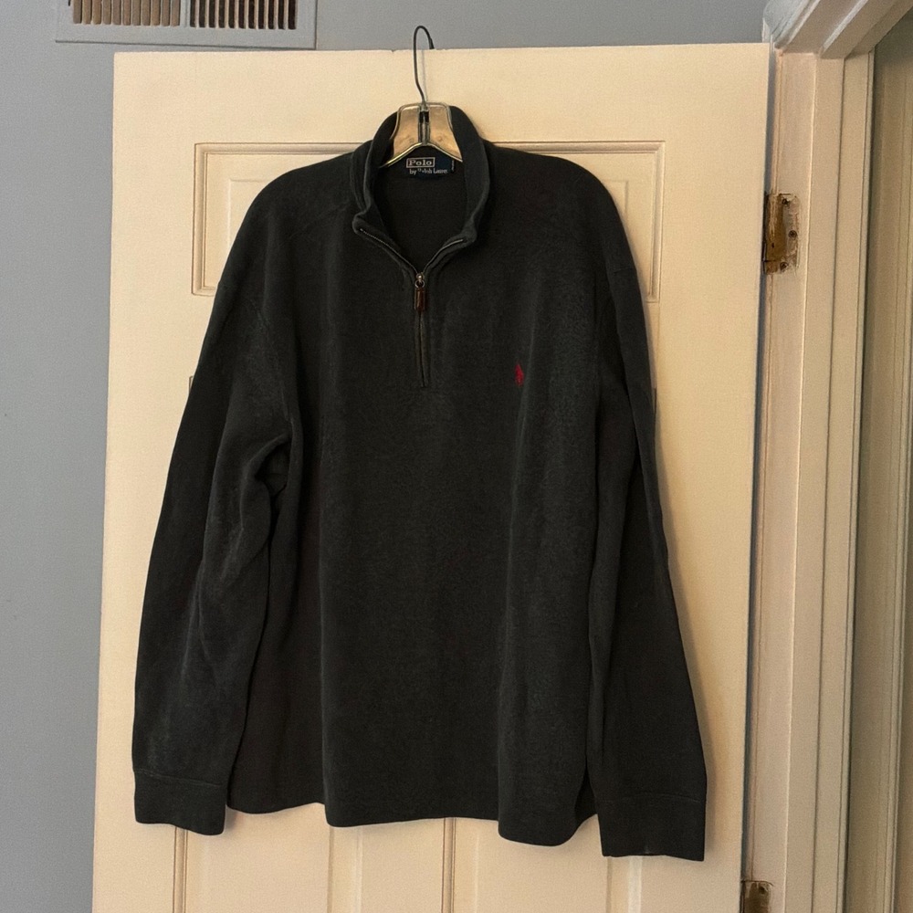Polo Ralph Lauren Mens XL 1/4 Quarter Zip Pullover Gray Cotton Knit Sweater